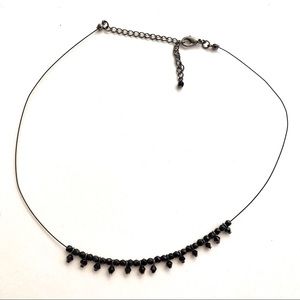 Delicate black bead necklace 15”-18”